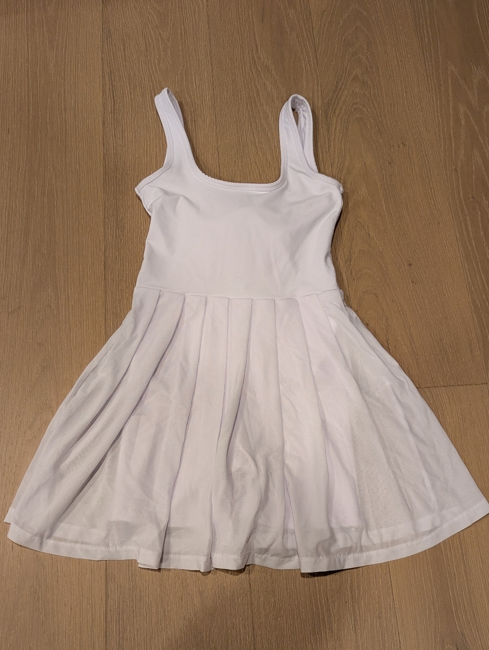 White Pleated Tank Athletic Dress